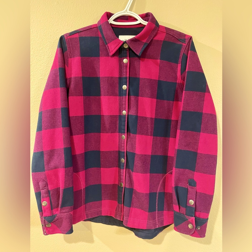 Orvis Women’s Shirt Jacket Fuchsia/Navy Plaid Size Medium